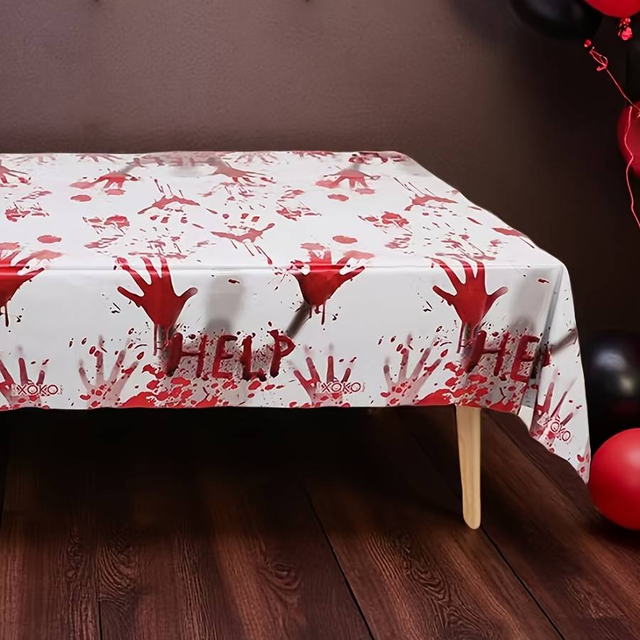 Halloween tablecloth decoration color 1pc x Blood Handprint Tablecloth 183cm