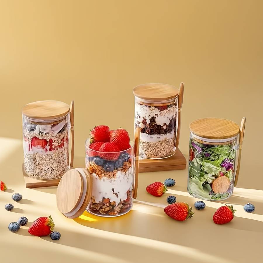 Sealed Jar Model 6.5*8Glass Jar Set Of 4 Pieces