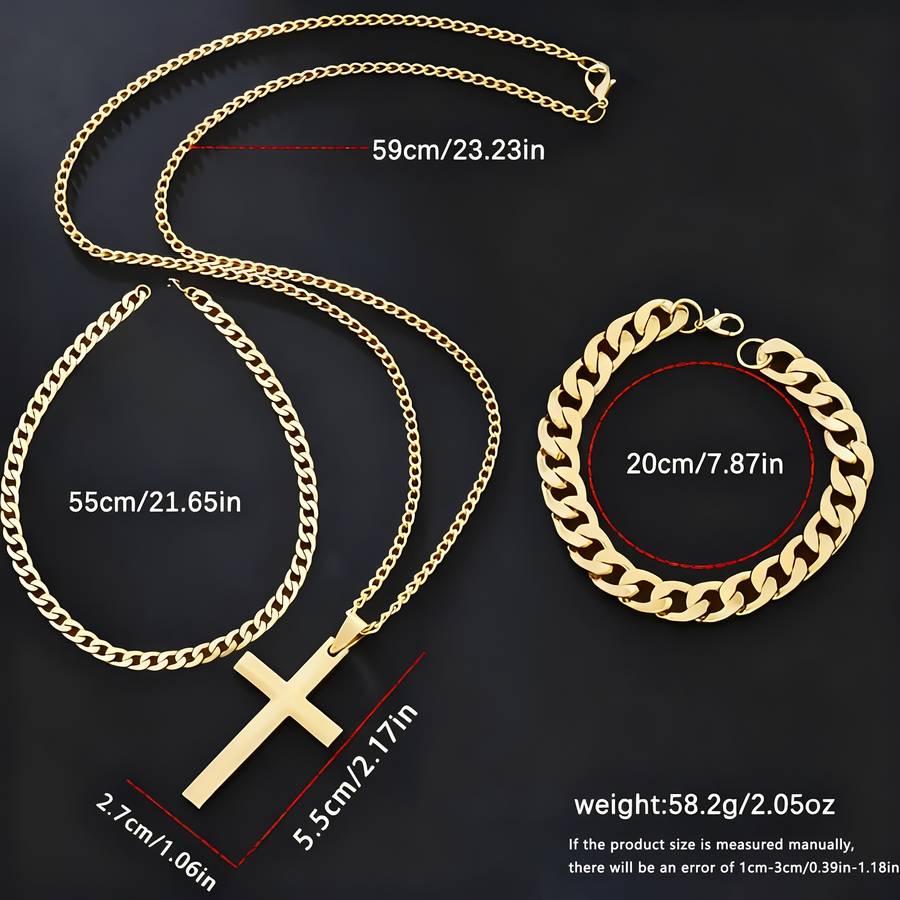 4Pcs Luxury Men Business Versatile Roman Numeral Quartz Watch Minimalist Cross