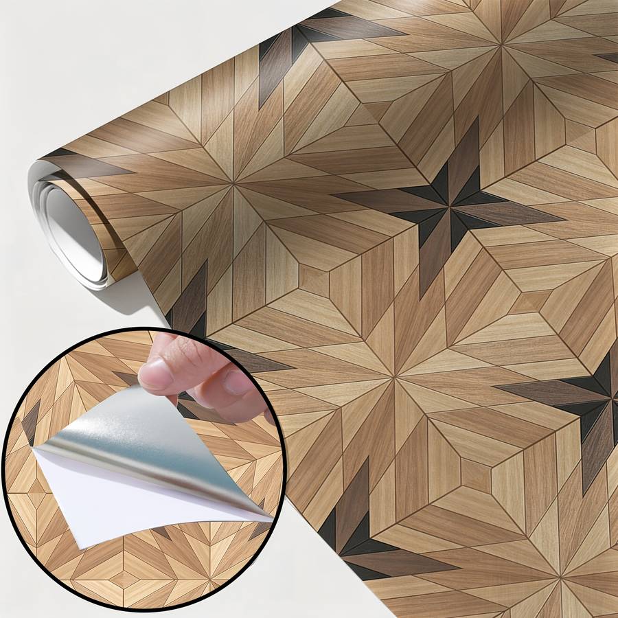 Self Adhesive Floor Stickers 40Cm*120Cm*S Geometric Wood Grain