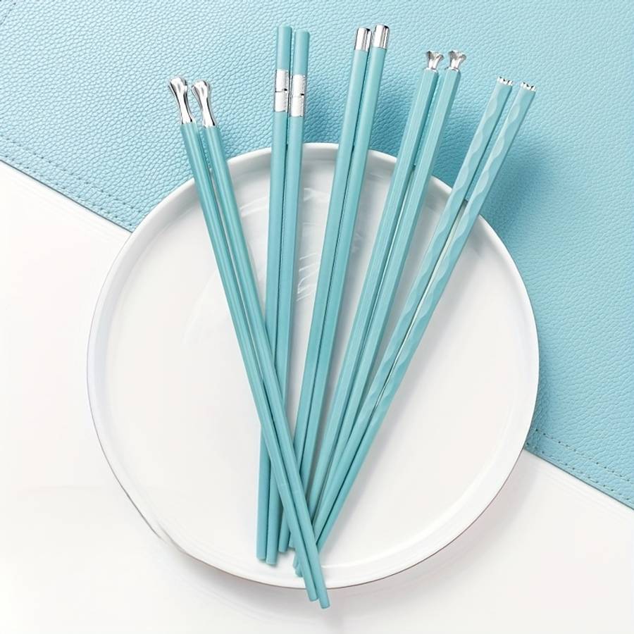 Chopsticks Items Porcelain Blue Simple 5 Pairs