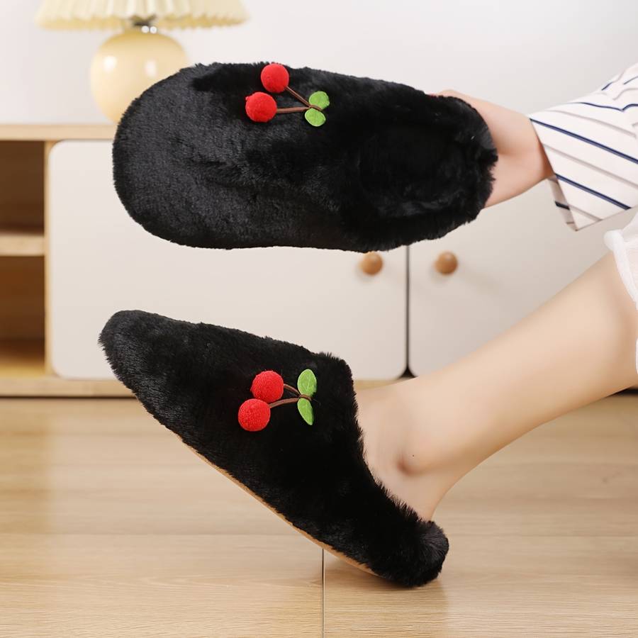 Cotton Slippers Color Soft Bottom Cotton  Blackcherry Sizeuk 6.5-7