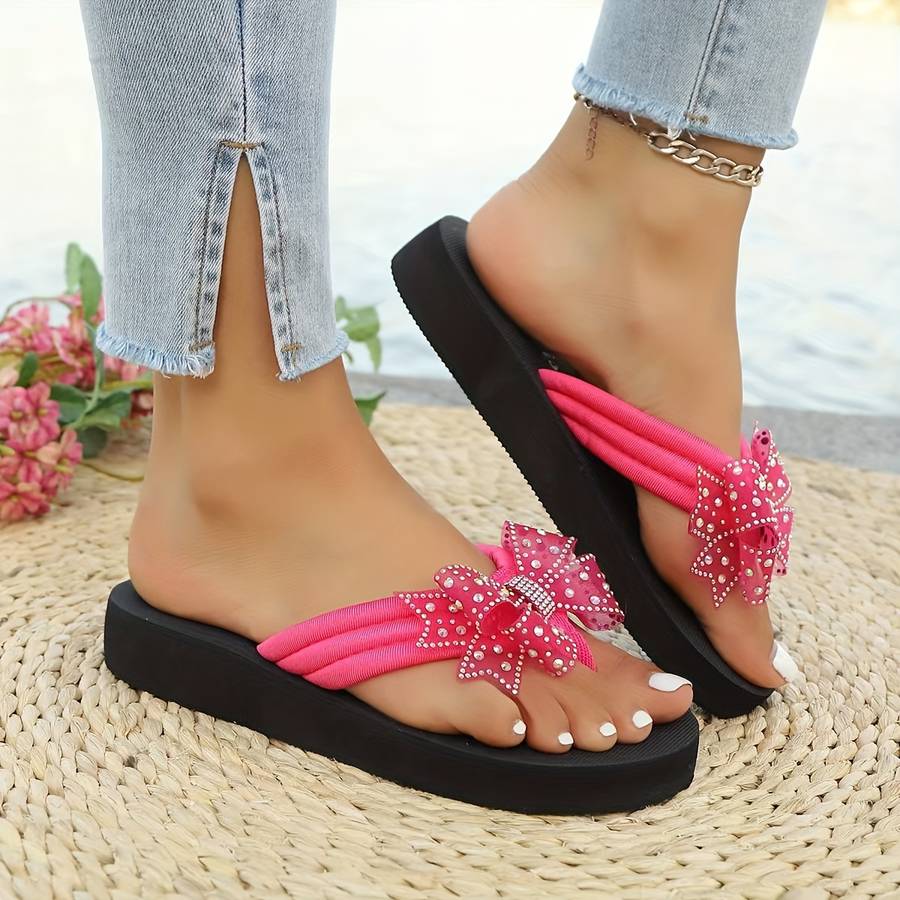 Ladies Summer Flip Flops Rose Red Uk 6