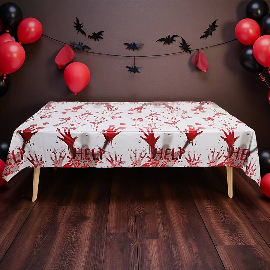 Halloween tablecloth decoration color 1pc x Blood Handprint Tablecloth 183cm