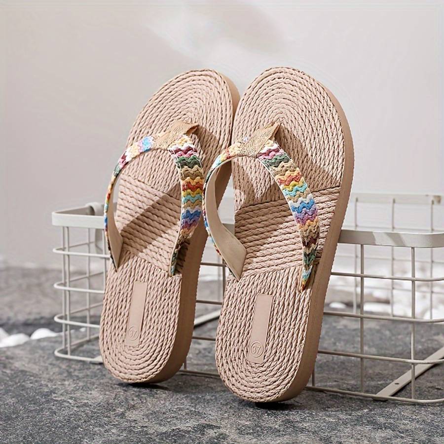 Ladies Summer Flip Flops Apricot Mid Heel Uk 5