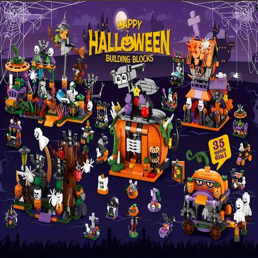 Building Toy Architectural Model Set Halloween Blind Box Edition 1057Pcs