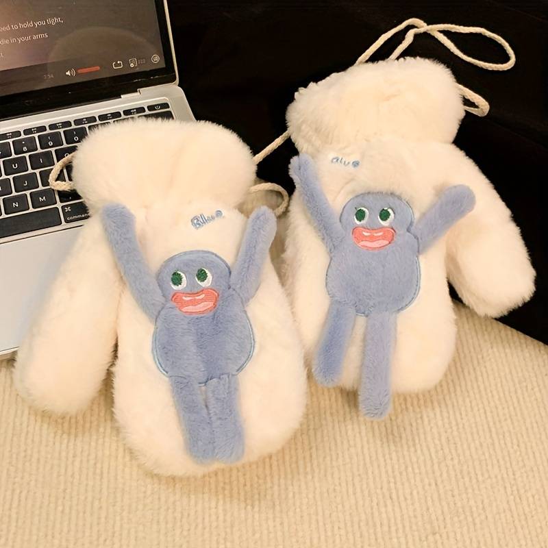 Winter Gloves Color Cream White To Bunny