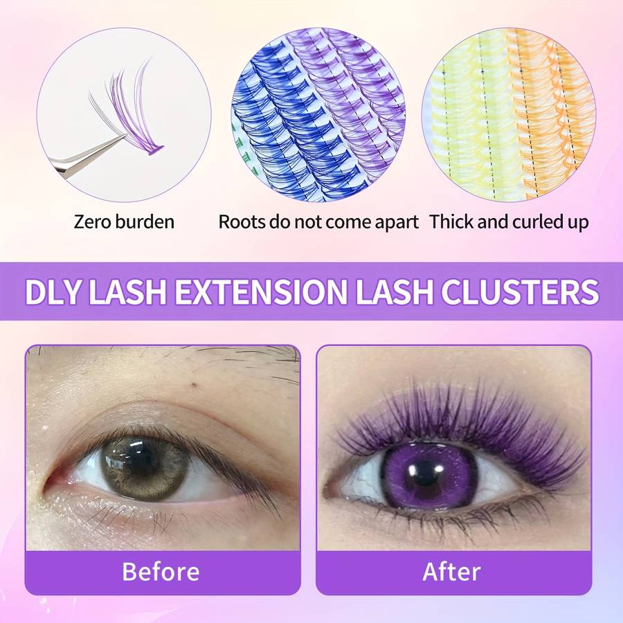 240 Clusters Fluffy Mink Lashes Items Six Color Fox Series 12 Rows 240 Flowers