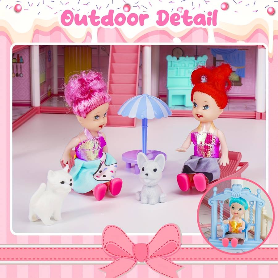 Building Toy Architectural Model Toy Set Color Large Pink Assembled Castle