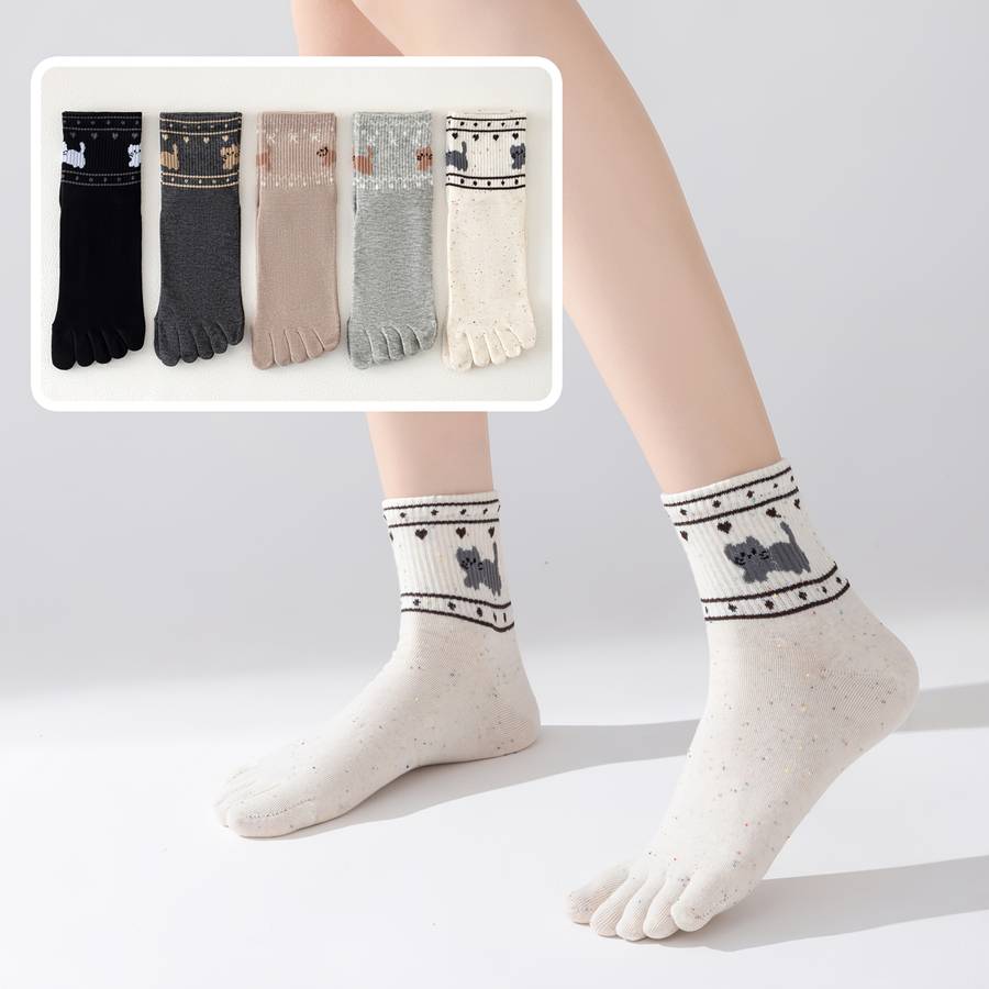 Women S Socks Color Little Tiger M 5 Pairs Size Onesize
