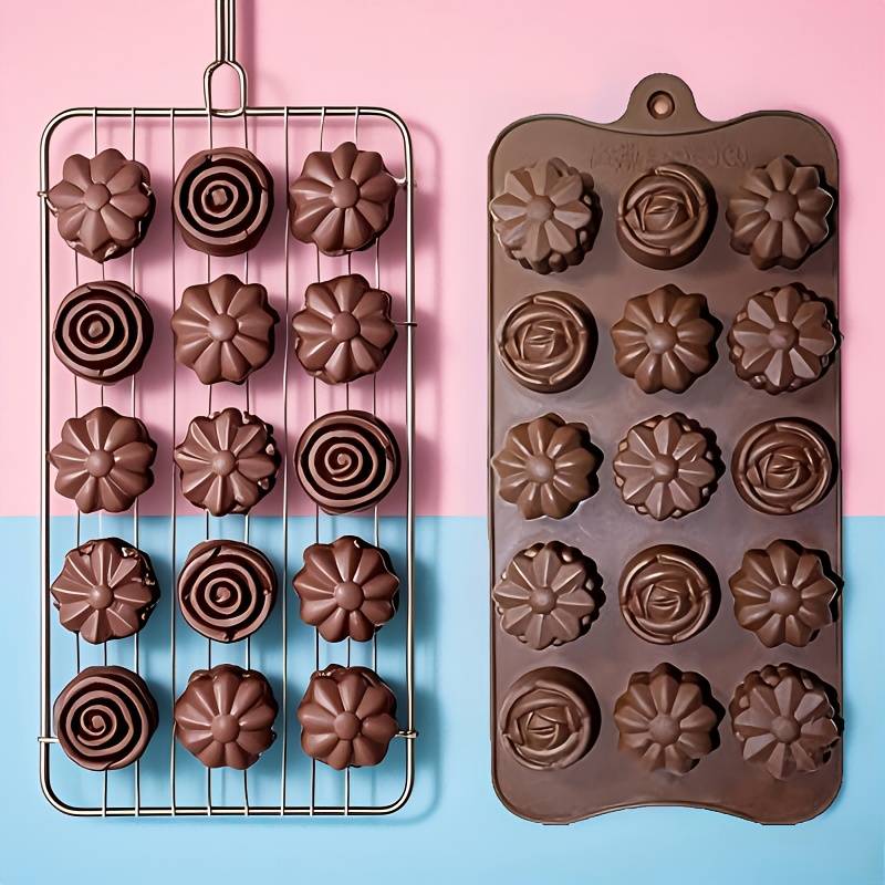 Suitable For Baking Molds Color 2Pcs Chocolate 2Pcs Flowers