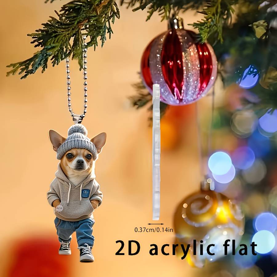 Car Interior Decor Style Chihuahua Casual Outfit Wearing Knitted Hat