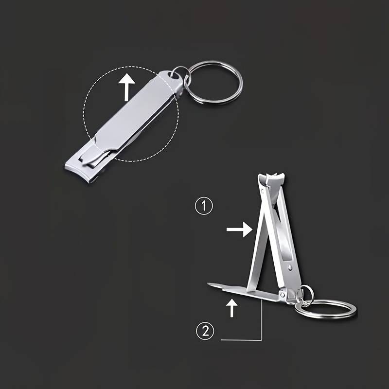 1pc Compact Stainless Steel Nail Clippers With A Foldable Design And Built-in Nail File For Con