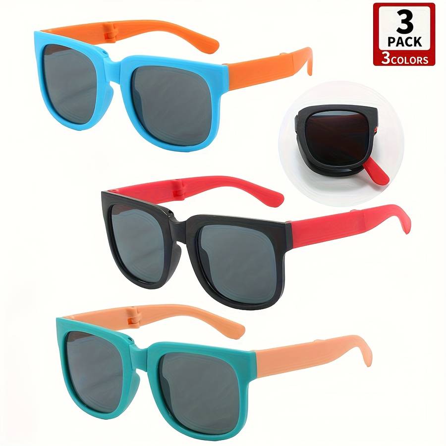 Kids Glasses 3Pcs Color Blue Orange Green Orange Black And Red