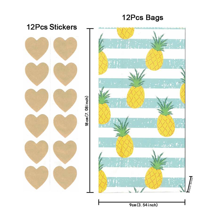 Gift Bags Size 18X9X6Cm 7.08X3.54X2.36Inch  Style Pineapple-12Pcs