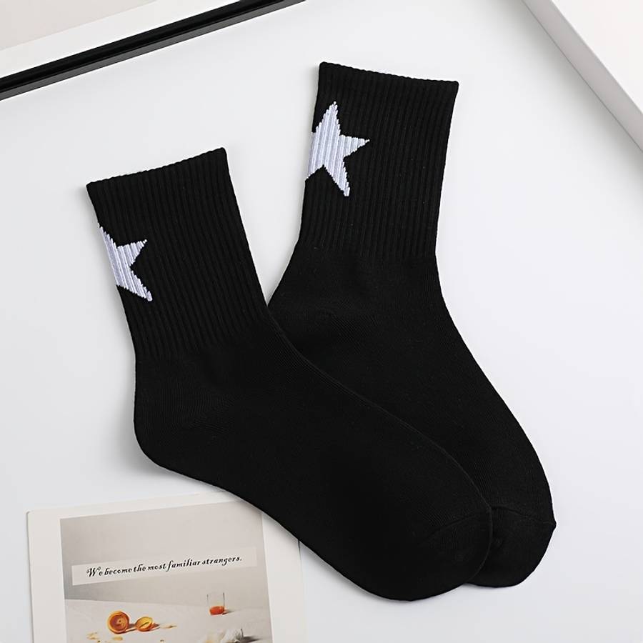 2 Pairs Black And White High Elastic Socks