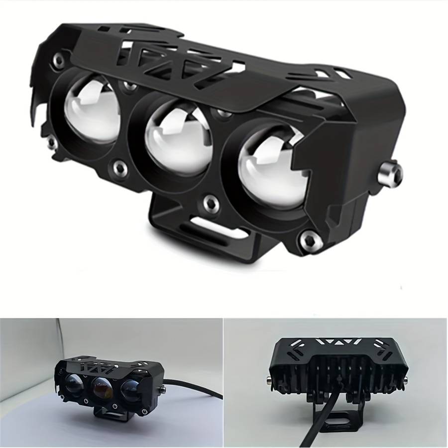 1pc LED Auxiliary Spotlight for Motor Vehicles Dual Color Hi Low Beam 3000+ Lumens