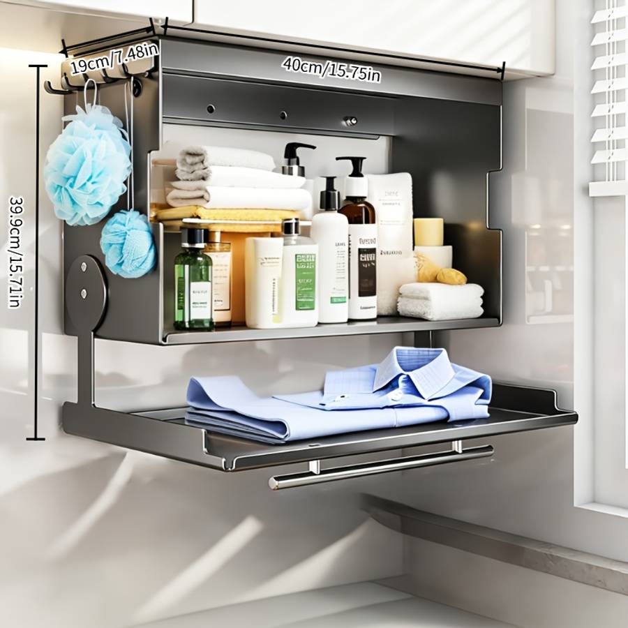 Bathroom Storage Rack Model Basic Model  Gun Gray  Face Width 40Cm15.75