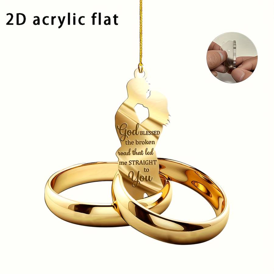Your Flat Rearview Mirror Matching Car Pendant Acrylic Couple Ring Charm Kiss