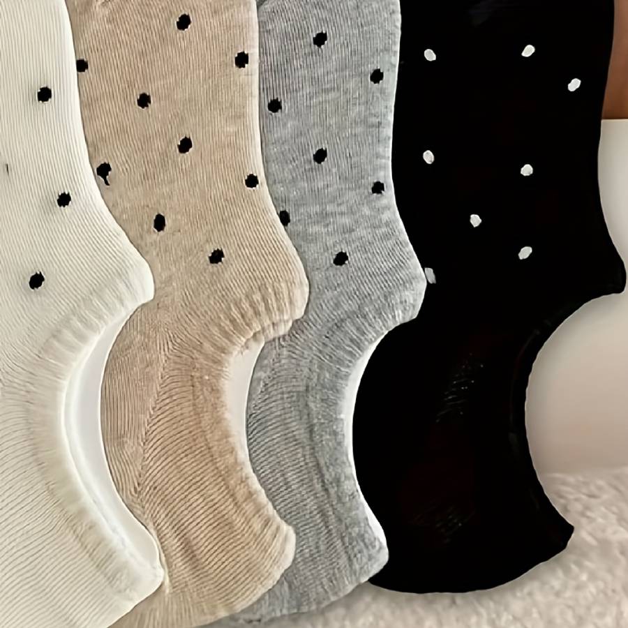 4 Pairs Of Mixed Colors One Size High Elastic Socks