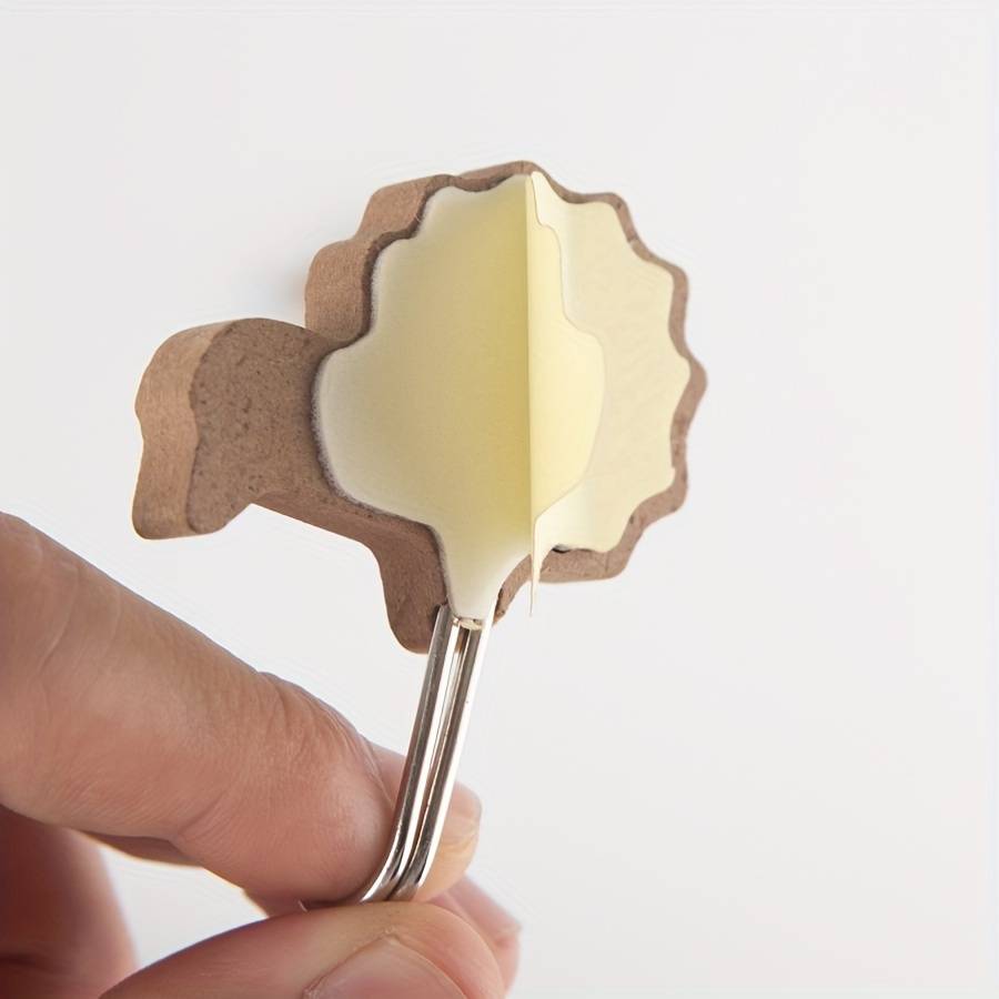 Wooden Animal Wall Self Sticky Hook For Keys Towels Etc color 2pc Elephant