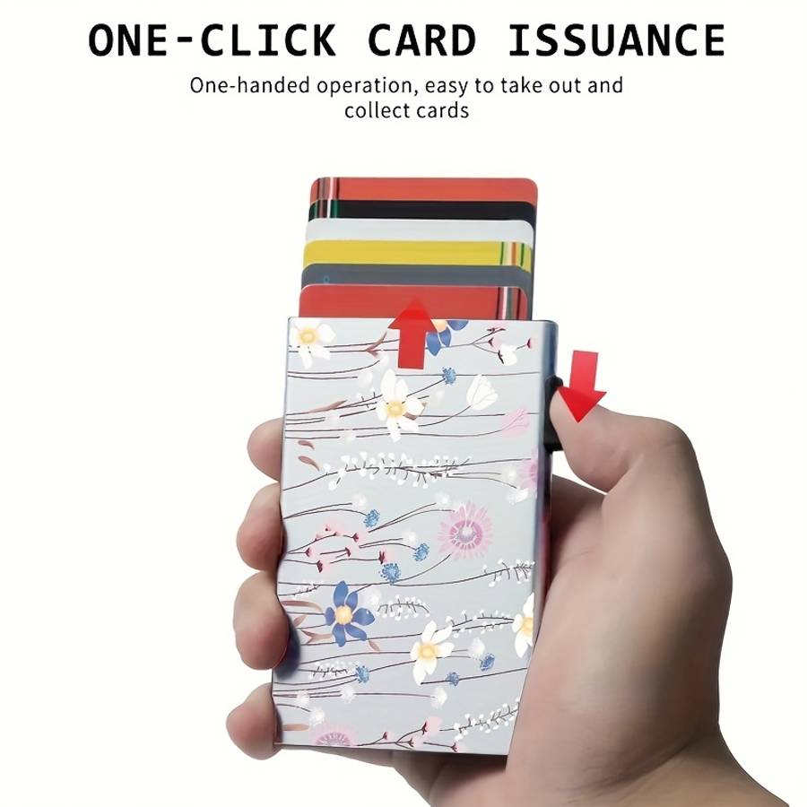 Rfid-Blocking Aluminum Alloy Walletsleek Black Pop-Up Credit Id Card Holder With Easy Acc