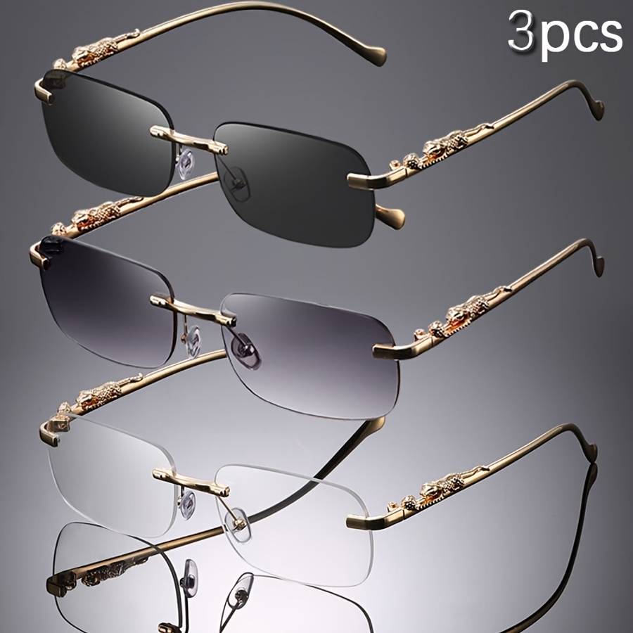 Mens Glasses Color Black Gray  Add  Dual Gray  Add  Transparent White Quantity 3 Pairs Per Box