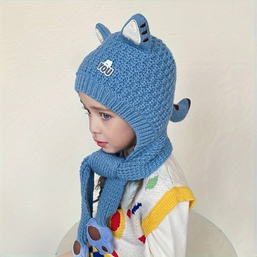 Winter Hat Color Cat Scarf Hat   Beige