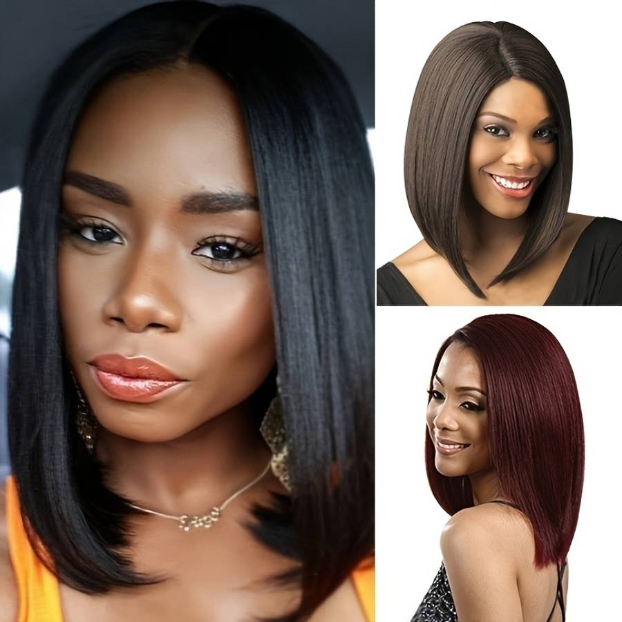 Black Womens Wigs Hair Length 25.4Cm