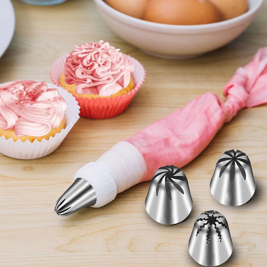Professional Cake Decorating Head Style 4 Piece Set With Extra Large Mouth