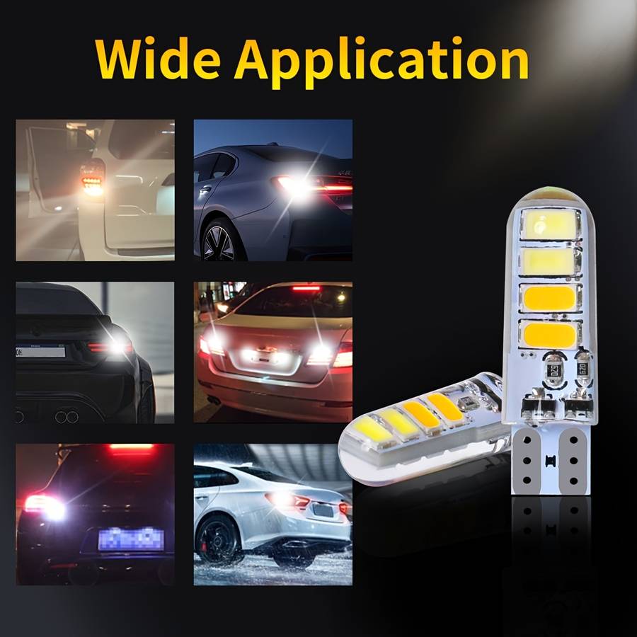 2pcs White Blue LED Auto Turn Signal Bulb High Bright T10 W5W LED 12V Plug