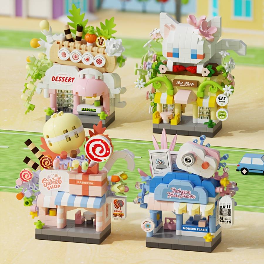 3D Building Model Puzzle Set Style Street Scene Small Shop Gift Box Edition