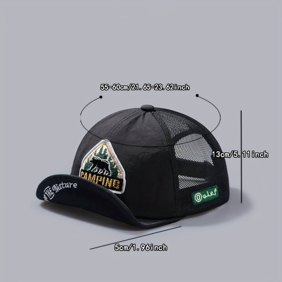 1pc Vintage American Baseball Cap Quick-Dry Mesh Breathable Flat Brim Trucker Hat with JACQ
