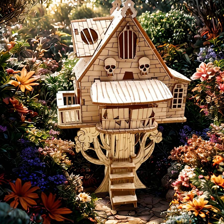 Building Toy Architectural Model Toy Set Color Jianmu  Horror Tree House