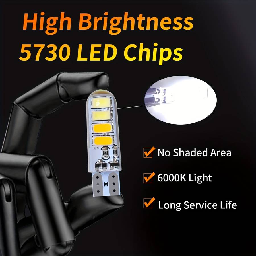 2pcs White Blue LED Auto Turn Signal Bulb High Bright T10 W5W LED 12V Plug and Play f