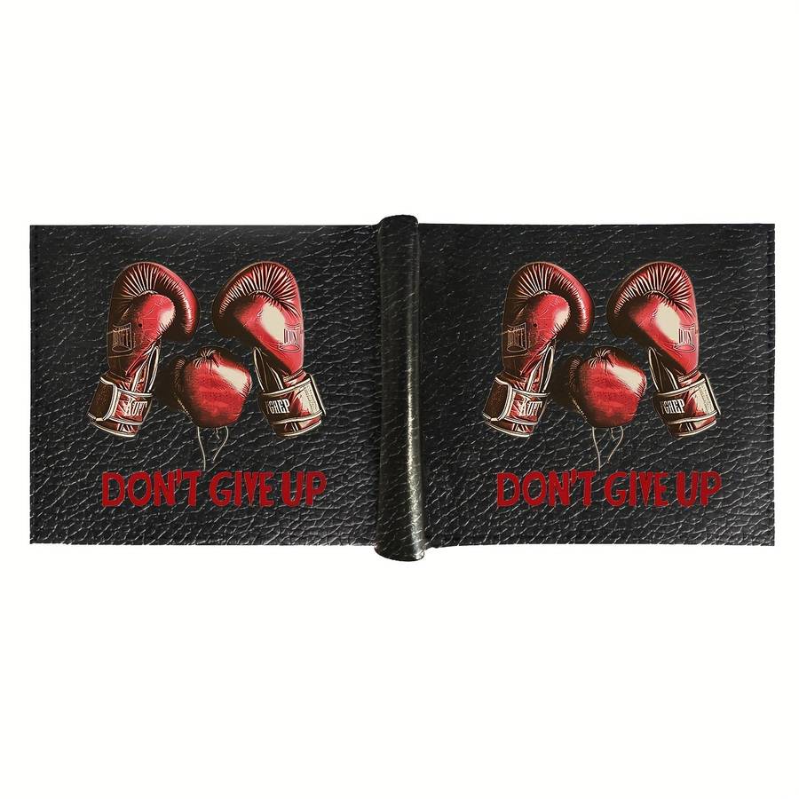 1pc Men's Motivational Boxing Gloves WalletBlack Faux Leather Bifold Design with Card Holder