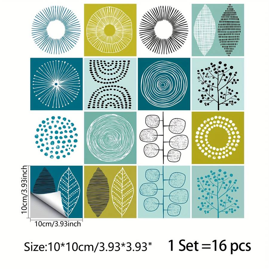Floor Stickers Model Mz 8 216 Size 16Pcsx10X10Cm Is 3.93X3.93"