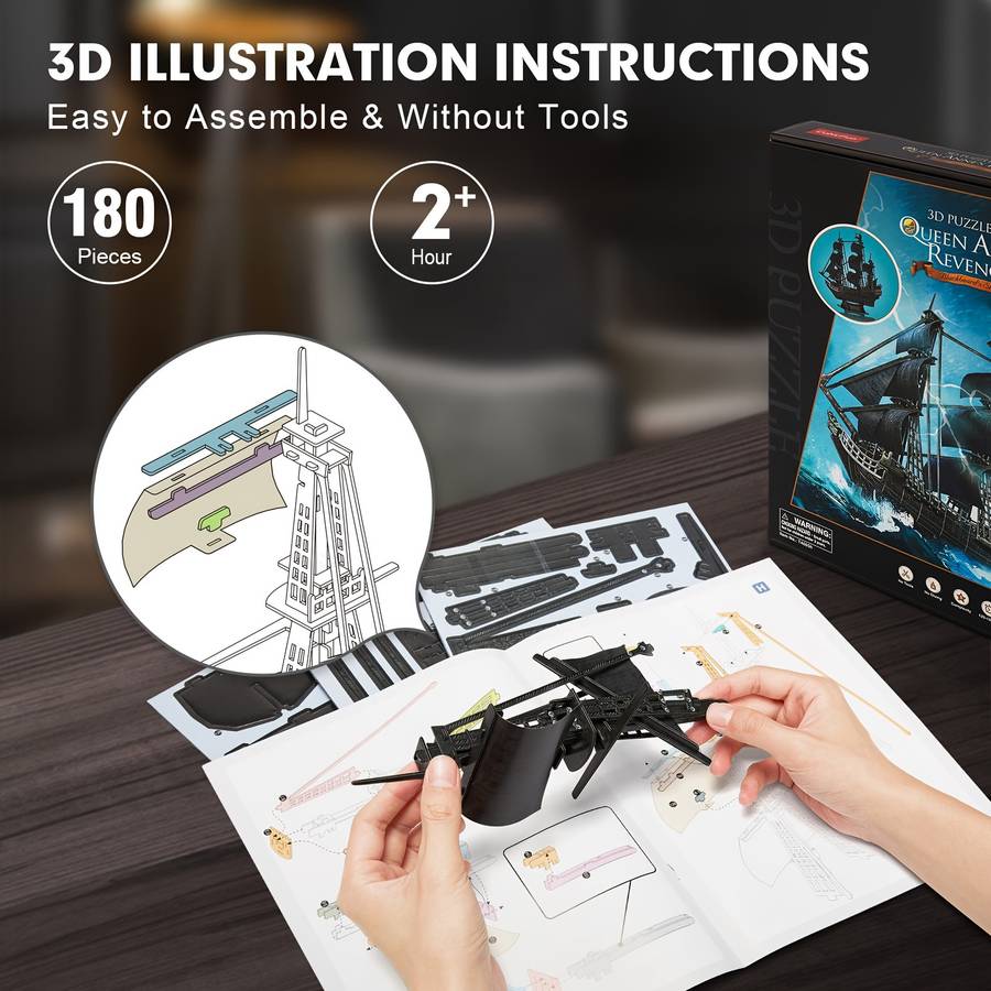 3D Jigsaw Puzzle Model Ship Items Black Pirate Ship