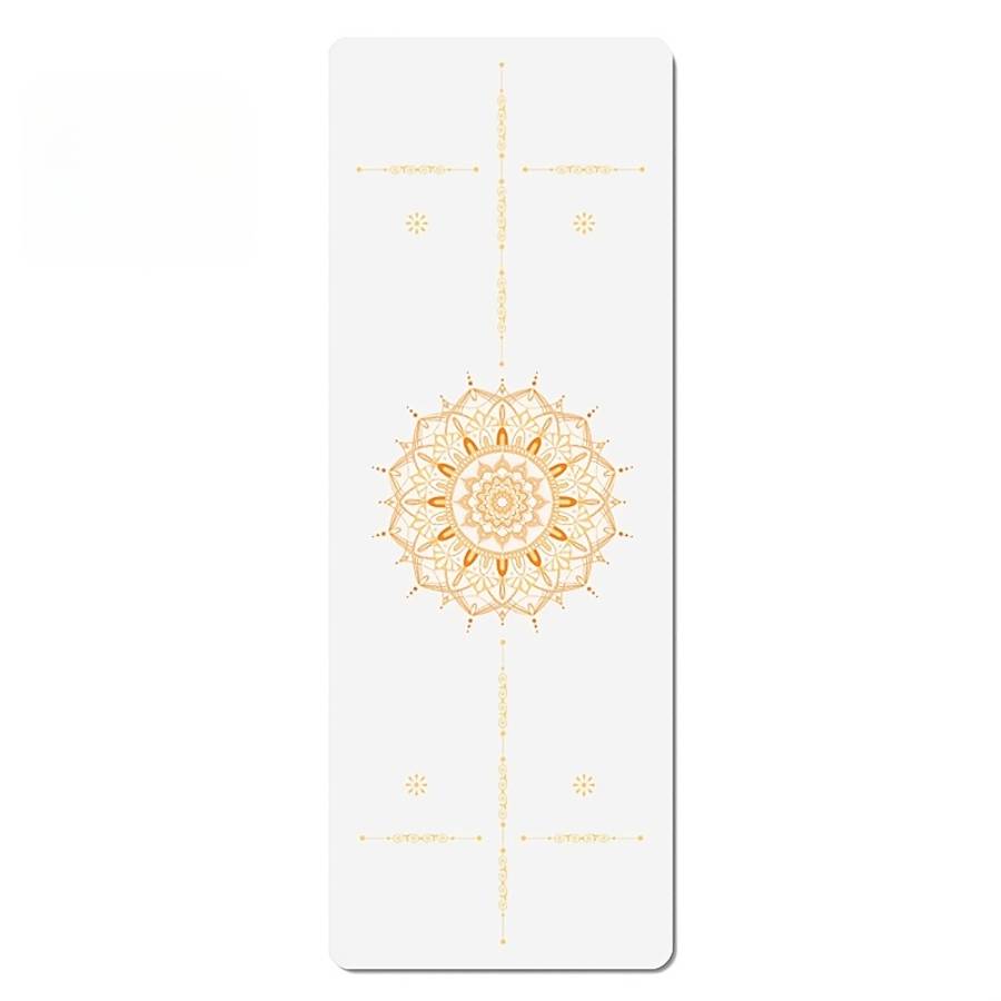 Yoga Mat White Yellow Line Size 72*26.7*0.2In183*68*0.5Cm
