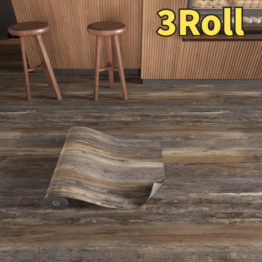 Self Adhesive Floor Stickers Distressed Multi Color Patchwork Light Wood Grain 1Roll