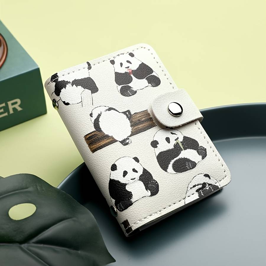 Cute Panda Pattern Womens Credit Card Wallet Multi-Slot Large Capacity Compact Design With