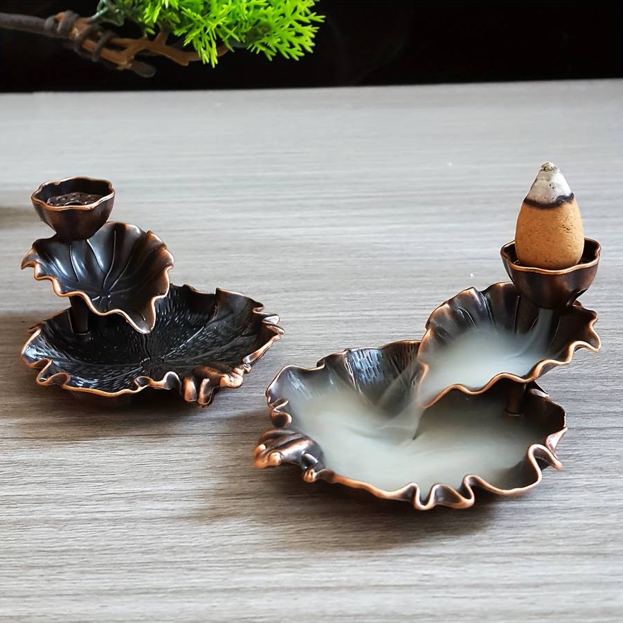 Incense Burner Color  Lotus Leaf Incense Holder   Bronze Small