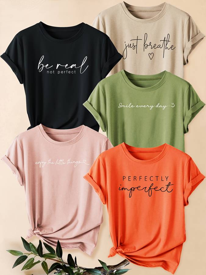 Womens T Shirt Color Orange Red White Black Light Pink Sizel