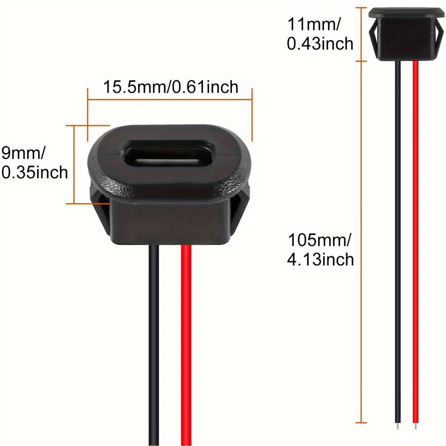 10pcs Type C Female 2P Solderable Usb C Pigtail Extension Cable