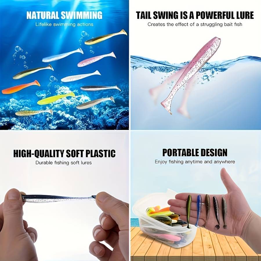 30pcs 9cm Silicone Soft Fishing Lures Set in Red Assorted Sizes Swimbaits Shad Worm Artificial Ba