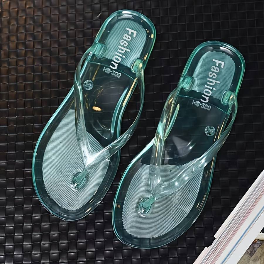 Ladies Summer Flip Flops Transparent Red Uk 6