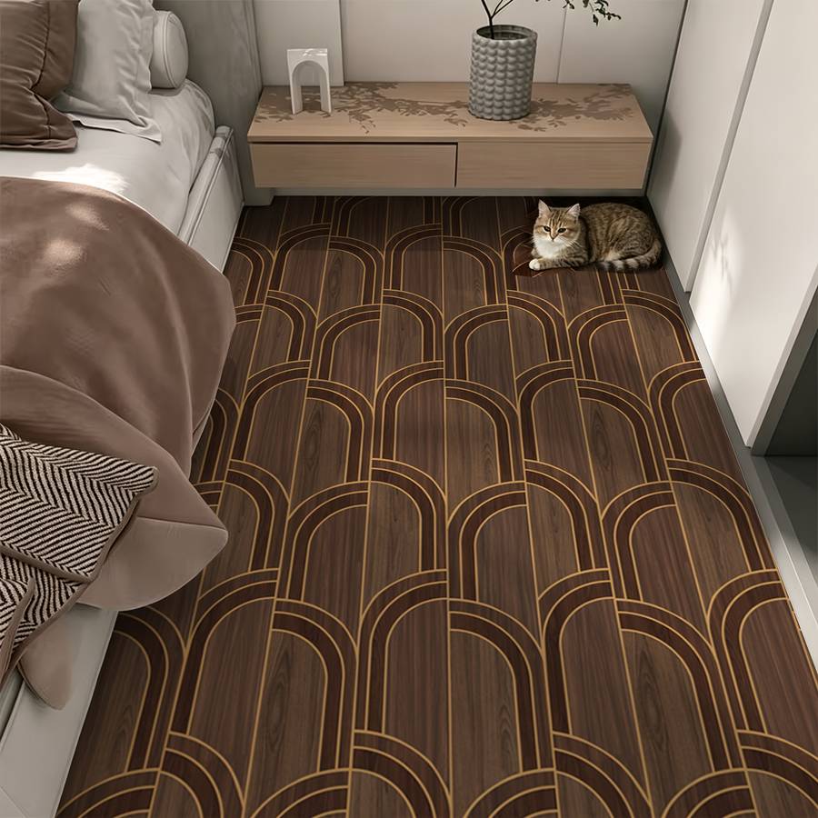 Self Adhesive Floor Stickers 40*120Cm Golden Edged Wood Grain
