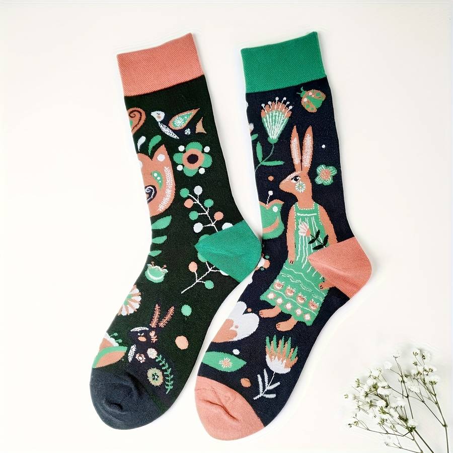 Women S Socks Color Powder Green Mouth Rabbit1 Pair Pack Size Onesize