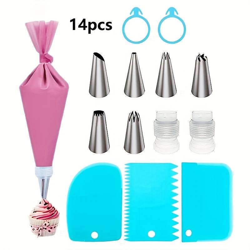 Professional Cake Decorating Head Color 14 Piece Set  Pink Bag