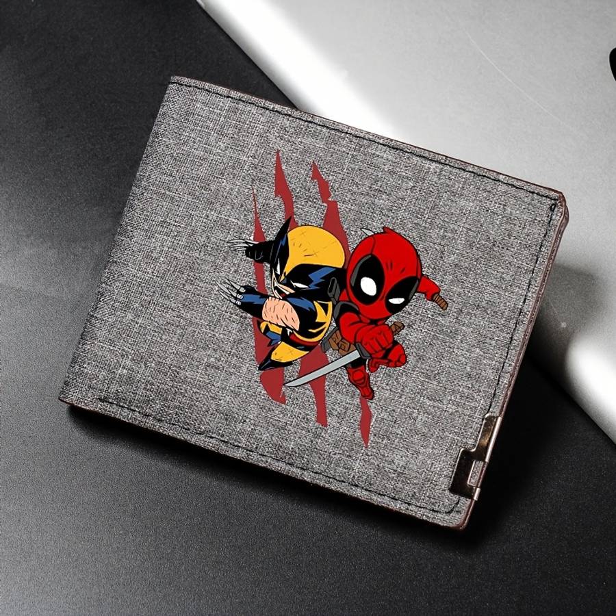 Everyday Comfort Deadpool Wolverine Vintage Canvas Walletcartoon Design Black Gray Cre